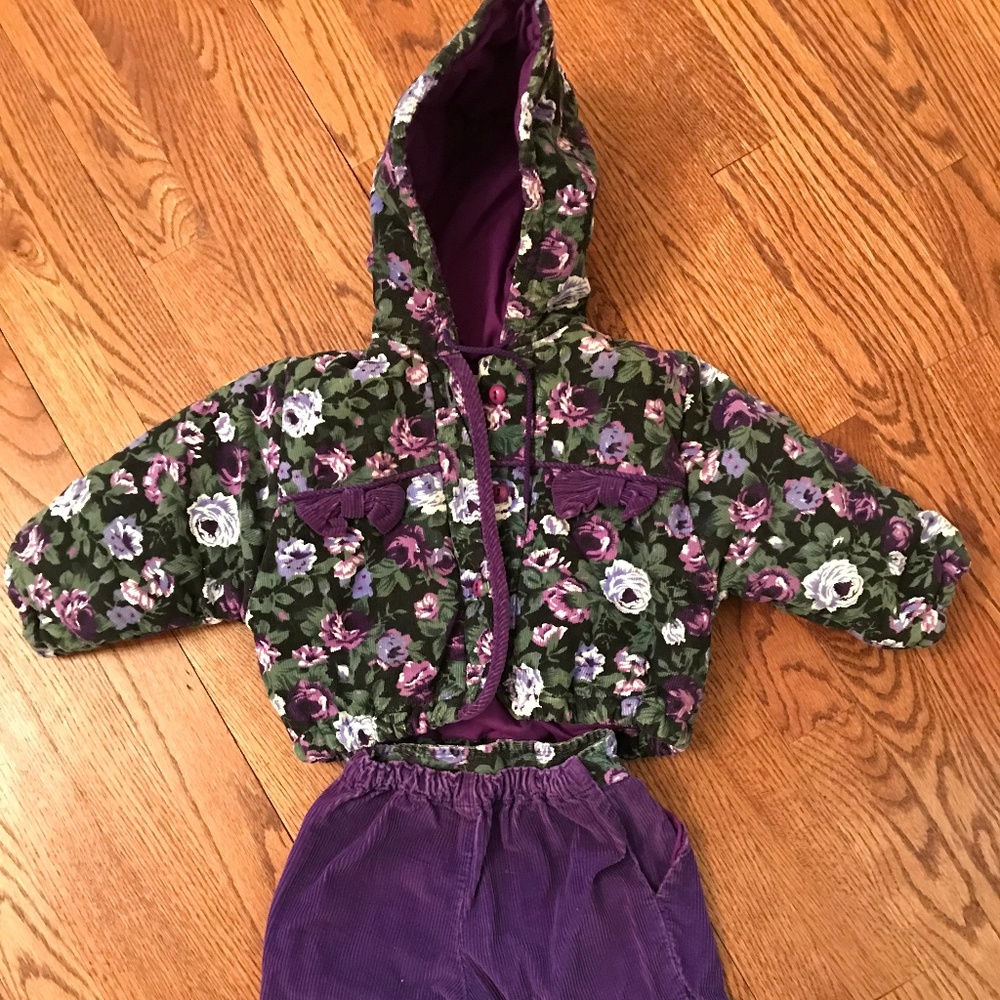 Purple Floral Corduroy Jacket & Pants